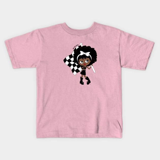 Hot Rod Hottie, Winner Takes All! Race Day, Black Race Fans Kids T-Shirt by Morrissey OC